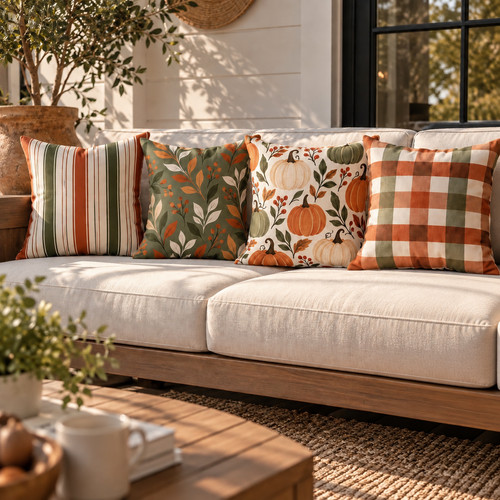 Set fall pumpkin - fall, pillow